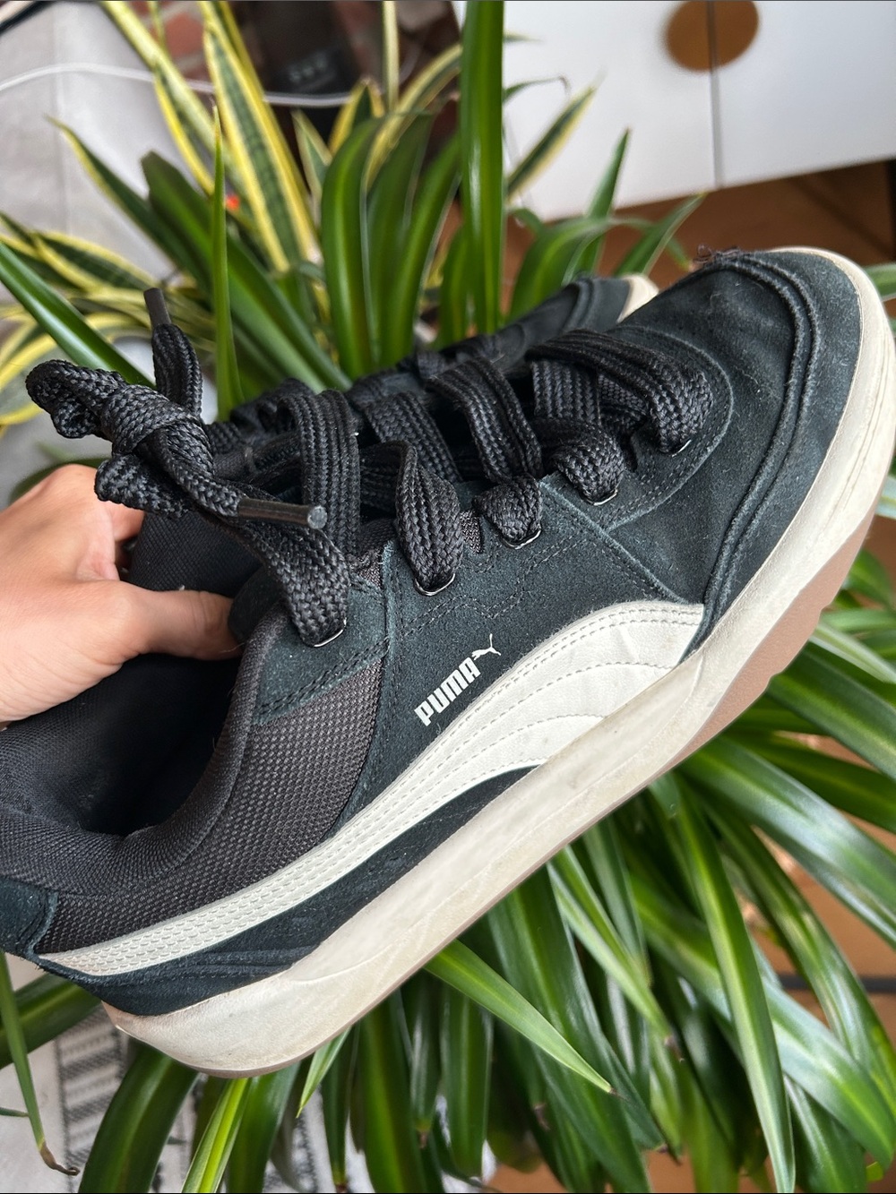 Puma Black Suede & White Accent Men’s Athletic Sneakers